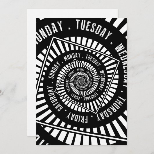 Dagen van de week feestdagenkaart (Voorkant / Achterkant)