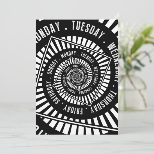 Dagen van de week feestdagenkaart (Staand voorkant)