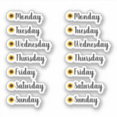 Dagen van de Week Geel Zonnebloem Planner Stickers (Voorkant)
