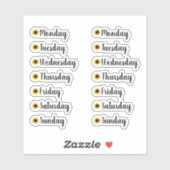 Dagen van de Week Geel Zonnebloem Planner Stickers (Vel)