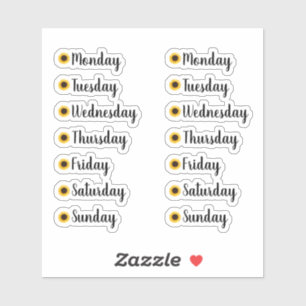 Dagen van de Week Geel Zonnebloem Planner Stickers