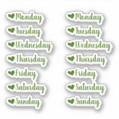 Dagen van de Week Green Heart Planner Stickers (Voorkant)