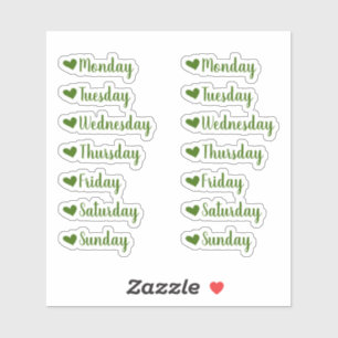 Dagen van de Week Groene Warmtekanker Sticker