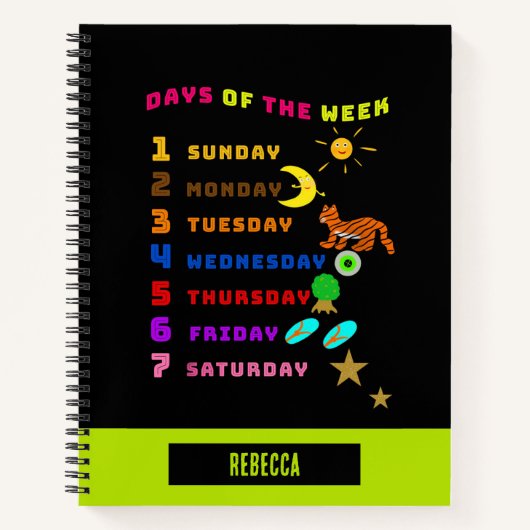 Dagen van de week leren notitieboek (Voorkant)