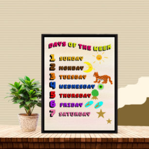 Dagen van de week leren poster
