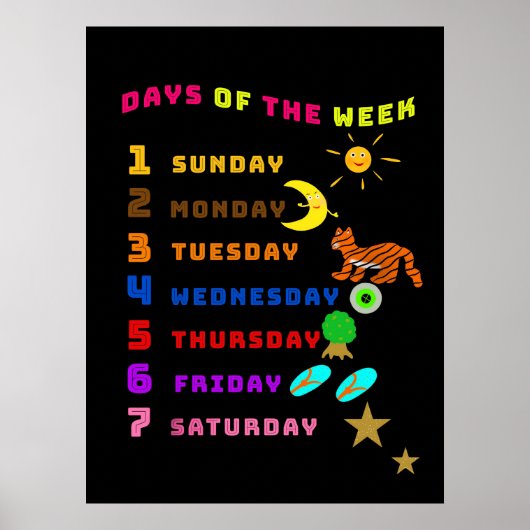 Dagen van de week leren poster (Voorkant)