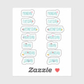 Dagen van de Week Leuk Bloemen Groen Handschrift Sticker (Vel)