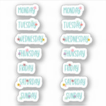 Dagen van de Week Leuk Bloemen Groen Handschrift