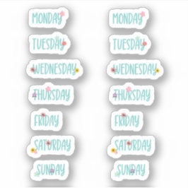 Dagen van de Week Leuk Bloemen Groen Handschrift Sticker