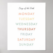 Dagen van de week Montessori Classroom Art Poster (Voorkant)