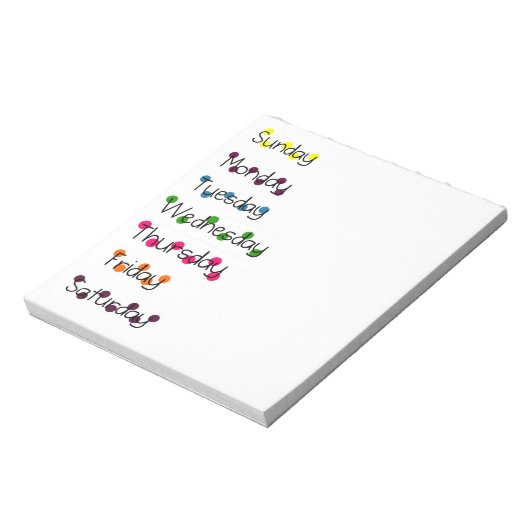Dagen van de week notitieblok (Linkerzijde)