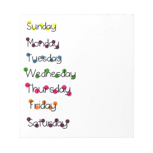 Dagen van de week notitieblok (Voorkant)