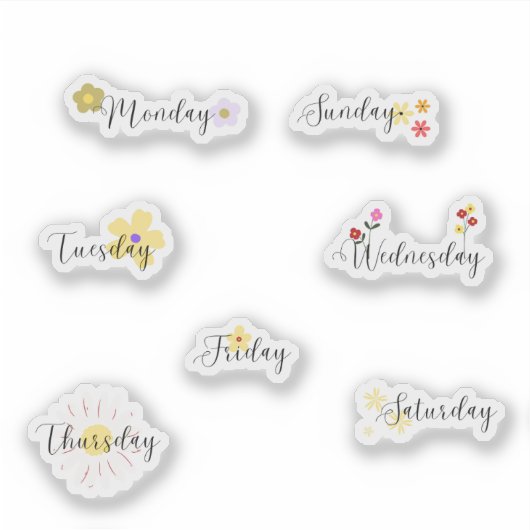 Dagen van de Week Planner Curvy Sticker Flower (Voorkant)