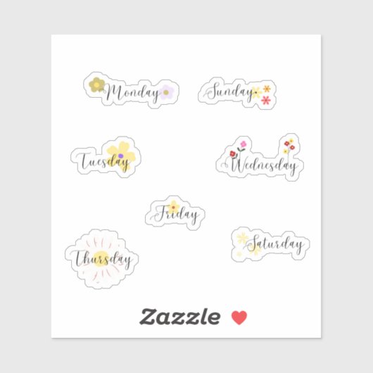 Dagen van de Week Planner Curvy Sticker Flower (Vel)