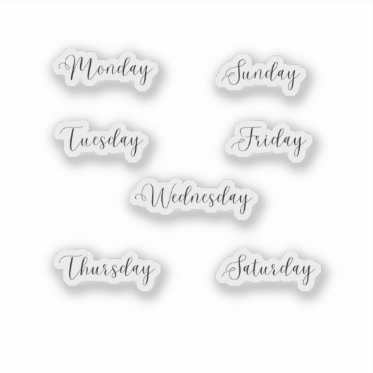 Dagen van de Week Planner Sticker Curvy (Voorkant)