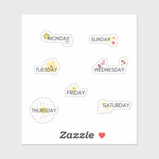 Dagen van de Week Planner Sticker Flower (Vel)