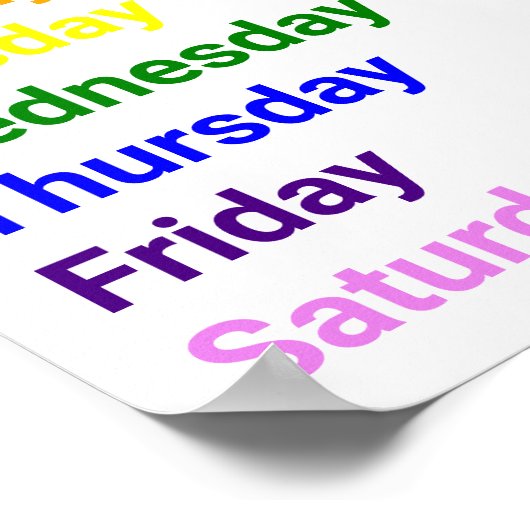 Dagen van de week poster (Hoek)