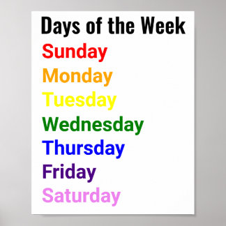 Dagen van de week poster