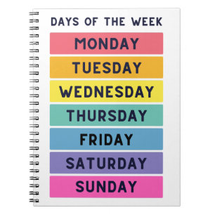 Dagen van de Week School Onderwijs Leren Notitieboek