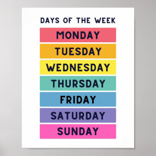 Dagen van de Week School Onderwijs Leren Poster