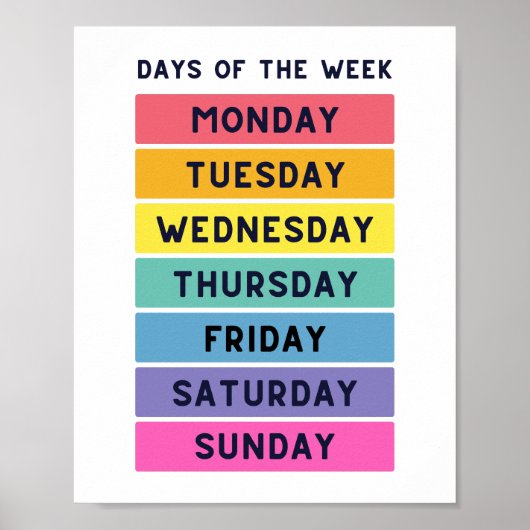 Dagen van de Week School Onderwijs Leren Poster (Voorkant)
