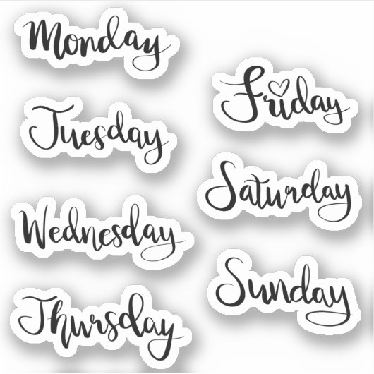 Dagen van de week sticker (Voorkant)