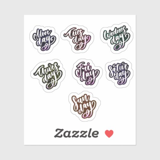 Dagen van de week sticker (Vel)