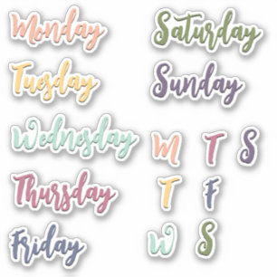 Dagen van de Week Stickers - Cottagecore Kleuren