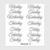 Dagen van de Week Stickers voor Scrapbook & Planne (Vel)