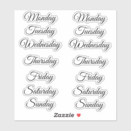 Dagen van de Week Stickers voor Scrapbook & Planne