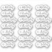 Dagen van de Week Waterverf Snowflake Planner Sticker (Voorkant)