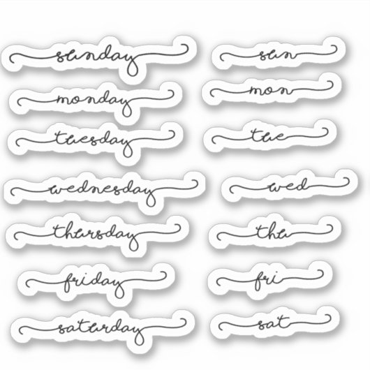 Dagen van de weekblad sticker planner (Voorkant)