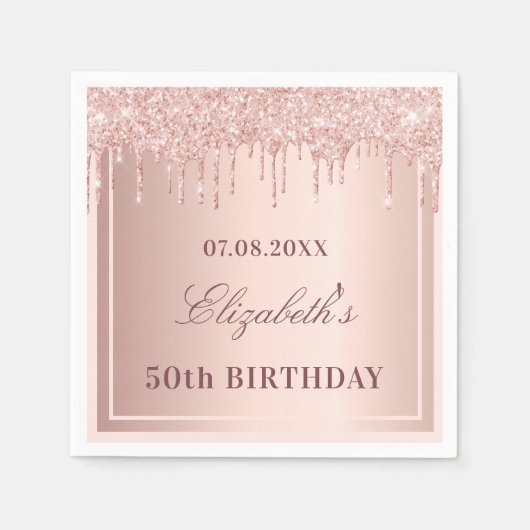 Dagen van een feest met roos goudglitter servet (Voorkant)