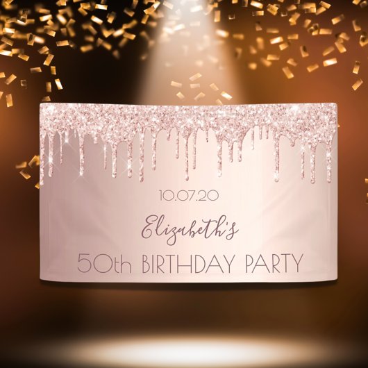 Dagen van goudglitter op een feestdag roos spandoek