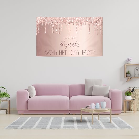 Dagen van goudglitter op een feestdag roos spandoek