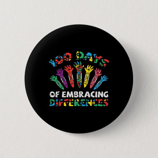 Dagen van het omarmen van autisme 100e dag School  Ronde Button 5,7 Cm (Voorkant)