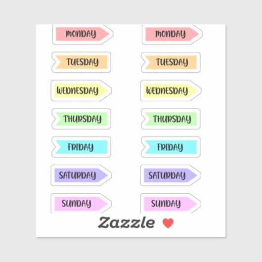 Dagen van het weekdeeg van de Rainbow Planner Sticker (Vel)