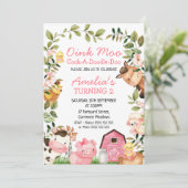 Dagen van jonge meisjes Roze Barn Farm Animals Fol Kaart (Staand voorkant)