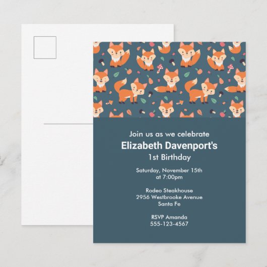 Dagen van Oranje vossenpatroon Uitnodiging Briefkaart (Voorkant / Achterkant)