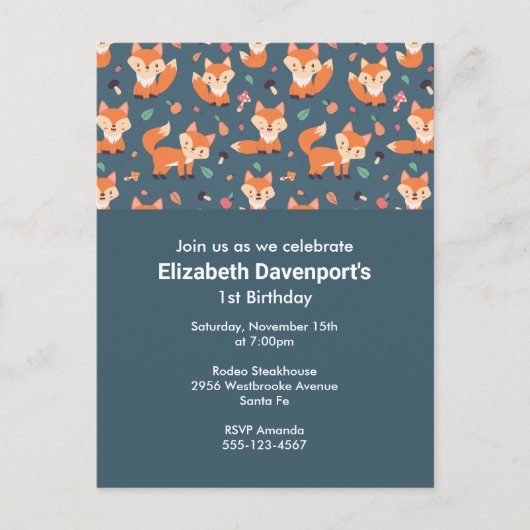 Dagen van Oranje vossenpatroon Uitnodiging Briefkaart (Voorkant)