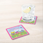 Dagen van paardenbont, kuikens en chocolade-eieren kartonnen onderzetters (Insitu)