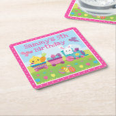 Dagen van paardenbont, kuikens en chocolade-eieren kartonnen onderzetters (Schuin)