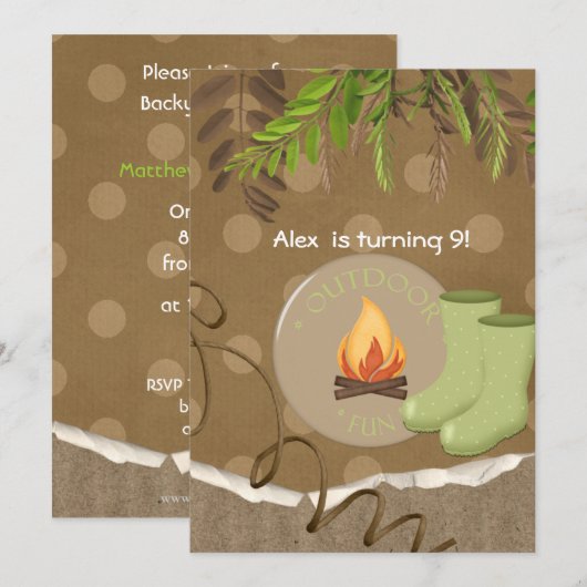 Dagen van Rustic Camping Party Kaart (Voorkant / Achterkant)