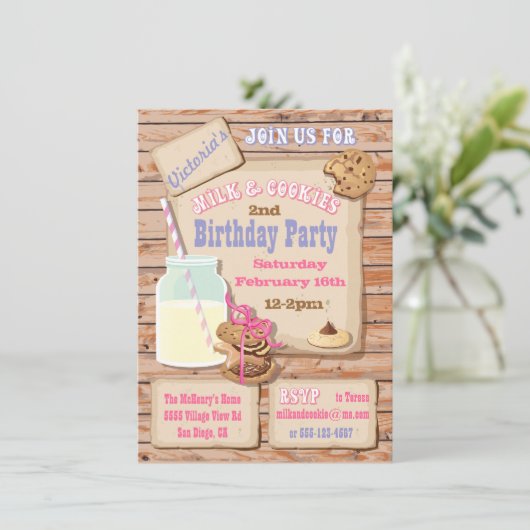 Dagen van Rustic Milk en Cookies Birthday Party Kaart (Staand voorkant)