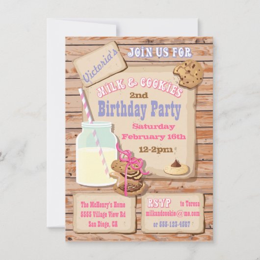 Dagen van Rustic Milk en Cookies Birthday Party Kaart (Voorkant)