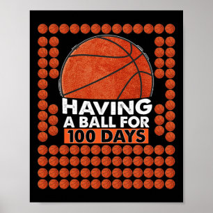 Dagen van School Basketbal 100e dag ballen voor jo Poster