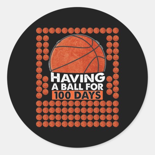 Dagen van School Basketbal 100e dag ballen voor jo Ronde Sticker (Voorkant)