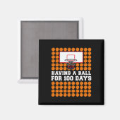 Dagen van School Basketbal 100th Day Balls Gift vo Magneet (Voorkant / Achterkant)