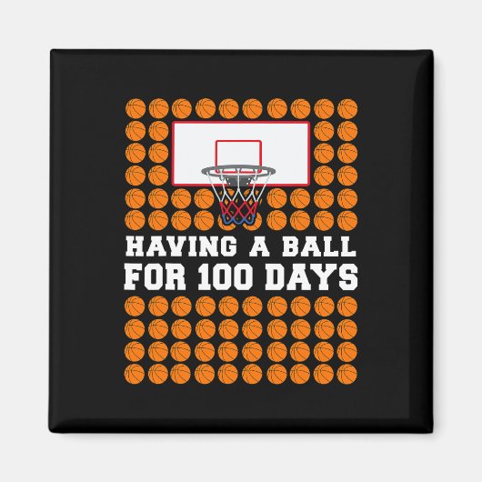 Dagen van School Basketbal 100th Day Balls Gift vo Magneet (Voorkant)