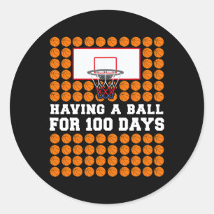 Dagen van School Basketbal 100th Day Balls Gift vo Ronde Sticker